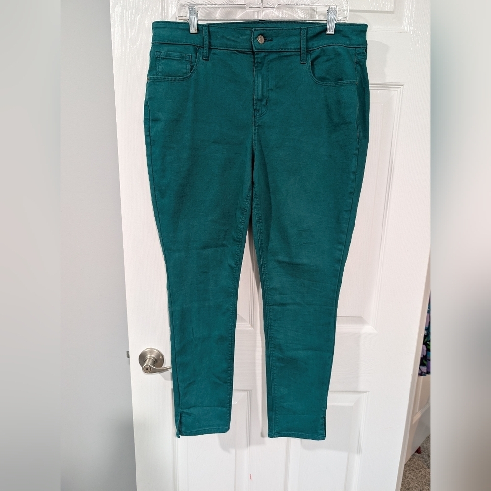 Old Navy Teal Rockstar Super Skinny Ankle Mid-Rise Pants in Size 16